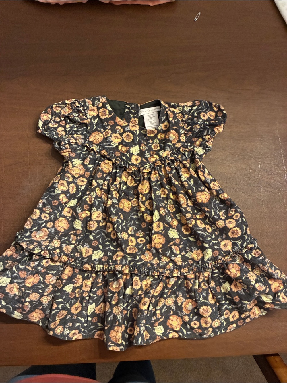Catherine Malandrino Charcoal Dress with Peach Floral Print